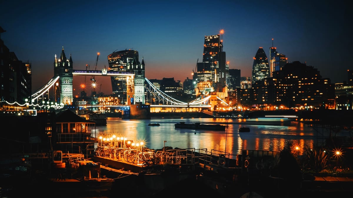 Londyn, Wielka Brytania, Miasto, noc